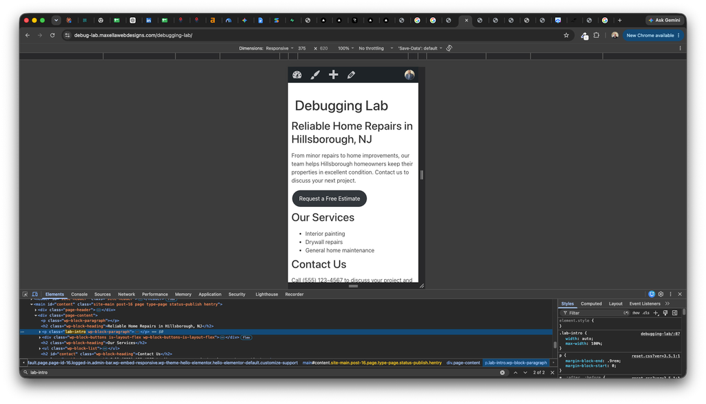 1. After: responsive sizing keeps the paragraph within its container.